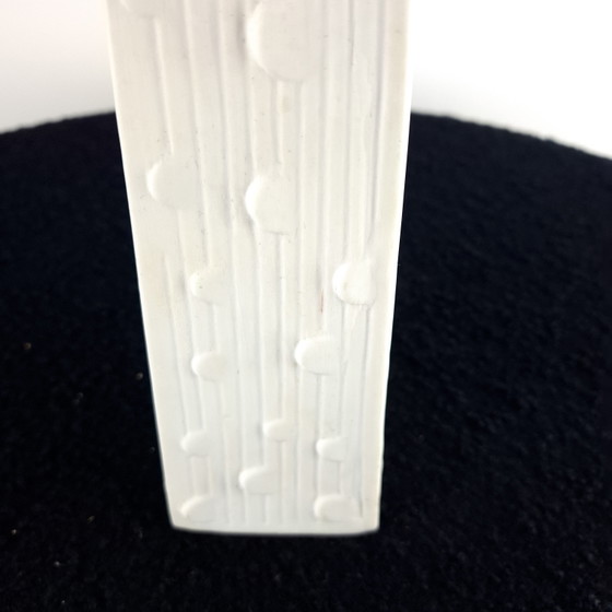 Image 1 of Vintage obelisk 3D vase Apel Bavaria 1970s white ceramic