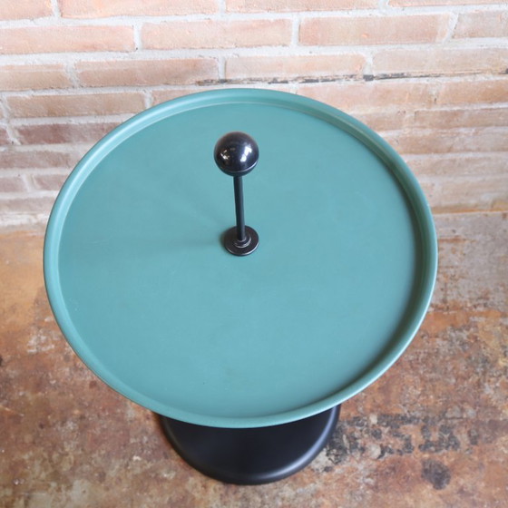 Image 1 of Vintage 80s side table black green round metal