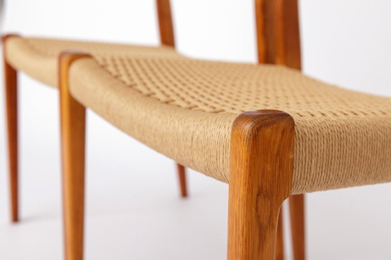 Image 1 of Set of 6 Niels Otto Møller Model 71 Dining Chairs, 1960s, Danish Mid Century Teak Chairs with Danish Cord Seats, Scandinavian De