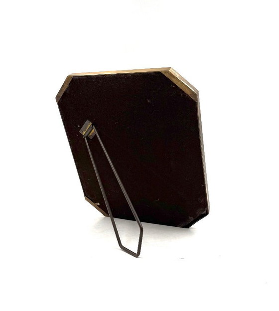Image 1 of Marco de fotos moderno de mediados de siglo en latón y madera – Al estilo de Gabriella Crespi, Italia, década de 1970