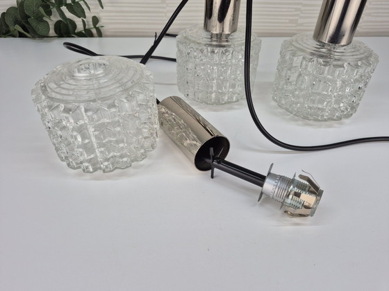 Vintage set (3) cascade hanglampen jaren 60, 70. – Chroom (photo 9 of 10)