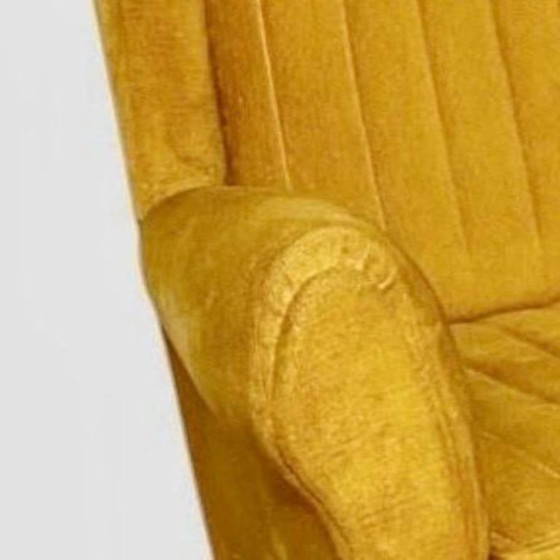 Image 1 of 1 canapé trois places en velours jaune de style Mid-Century, inspiré de Gio Ponti