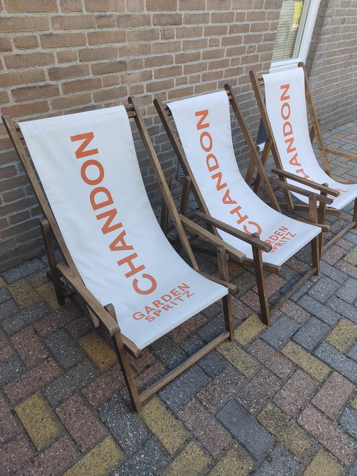 3 piezas Aperol Spritz Tumbona Silla de playa Silla de terraza Estructura de madera blanca