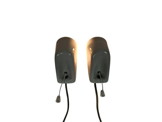 Image 1 of Bauhaus - Willem Wagenfeld - porselein - 2 x trekpendel wandlampjes - 50's 