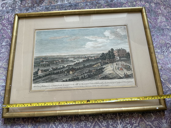 Image 1 of Large Antique 1750s Framed Print – Richmond Hill, Surrey – Sayer & Overton