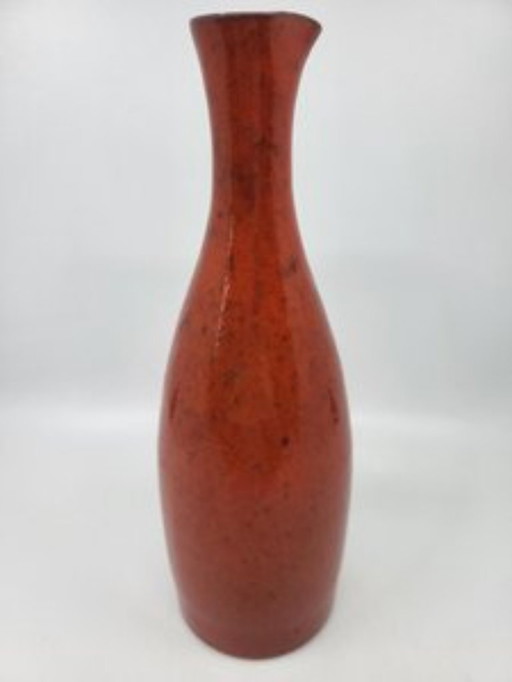 Robert Picault red ceramic vase Vallauris France Côte-d'Azur 1950