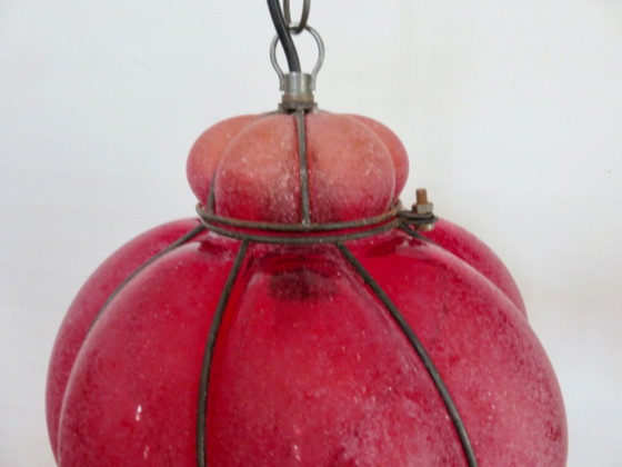 Lanterna veneziana in vetro di Murano rosso satinato – Lampade a sospensione (photo 16 of 17)