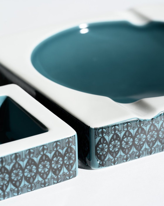 Image 1 of Cendrier et bol Rosenthal Studio-Line, duo en porcelaine géométrique Hans Theo Baumann