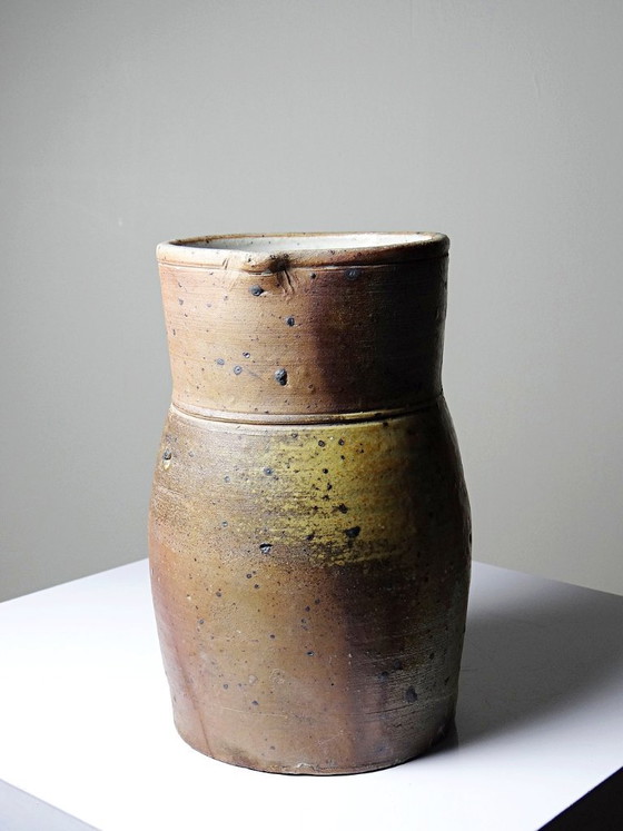 Grote antieke gepyritiseerde Puisaye aardewerken kan, eind 19e eeuw – Ancien, Decoratieve objecten, Ceramic (photo 8 of 14)