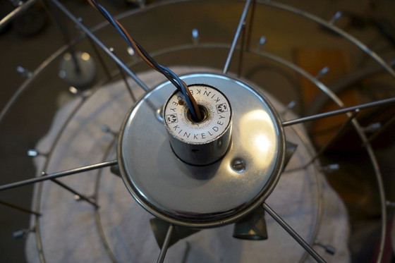 Image 1 of elegant kinkeldey mid century CHANDELIER pendant light crystal glass and chrome plated metal with 66 glass prisms 1960s