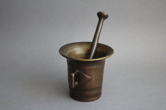 Image 1 of Mortaio e pestello da farmacia in ottone antico, 1,1 kg