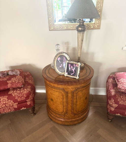 Sandhurst Drum Table – Exclusive English Side Table | Mahogany & Leather – bijzettafels, Wood