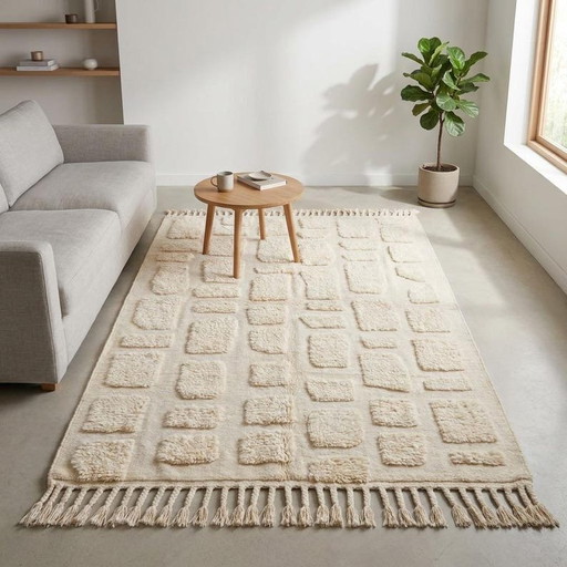 Handmade Pure Wool Rug, Traditional Craftsmanship, Size 2/3 M – Aime Té, vloerkleden en tapijten (photo 2 of 5)