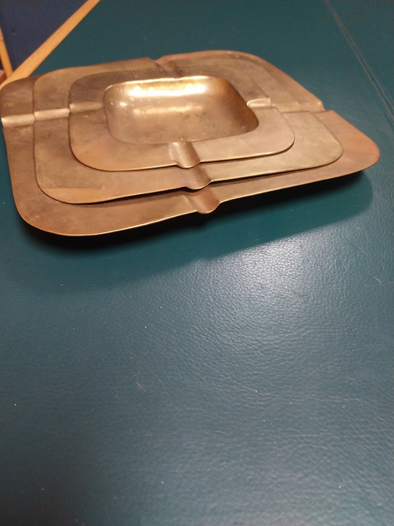 Image 1 of Set van 3 messing 1970's asbakken 28 24 en 18cm