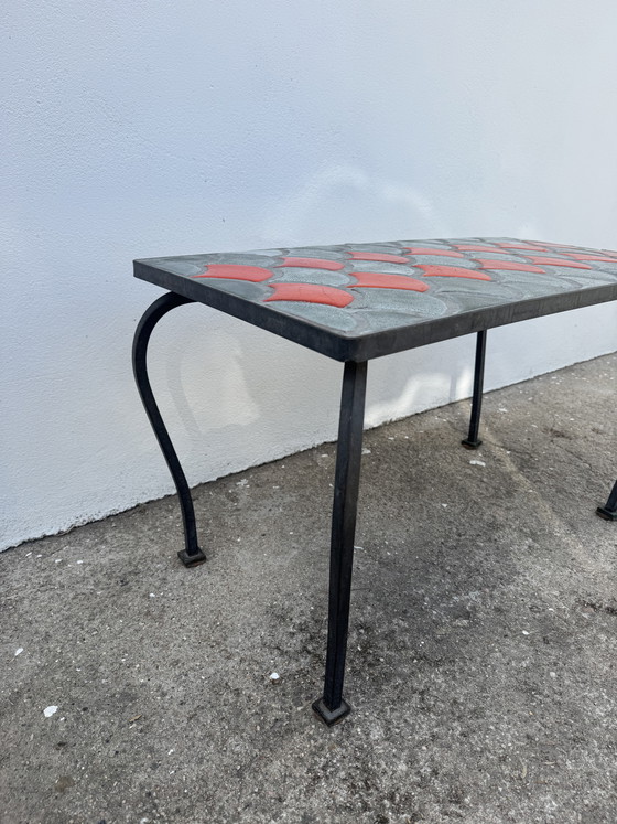Image 1 of 1950s ceramic coffee table with scale pattern