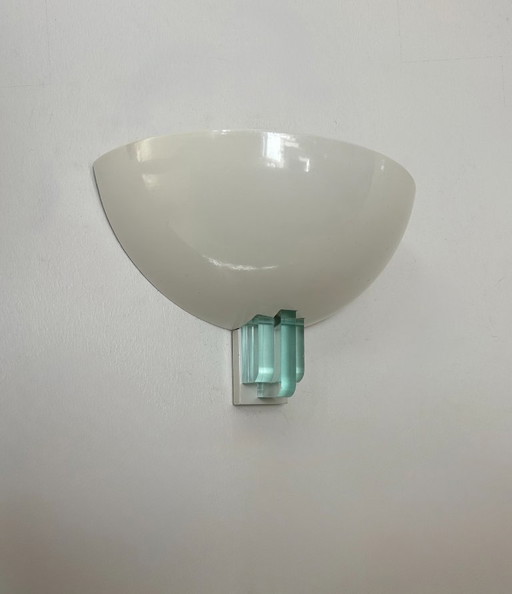 Applique vintage métal laqué blanc et perspex, post moderniste, France 1980
