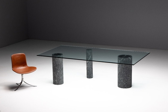 Image 1 of Esstisch aus Marmor und Glas von Massimo Vignelli, Italien, 1980er Jahre