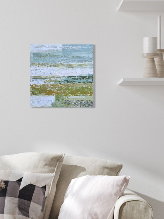 Image 1 of Birch I – Abstract painting inspired by birch bark | Acrylic on canvas | 40x40 cm