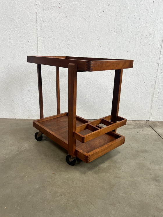 Vintage Wooden Trolley / Bar Cart, Amsterdam School (photo 10 of 21)