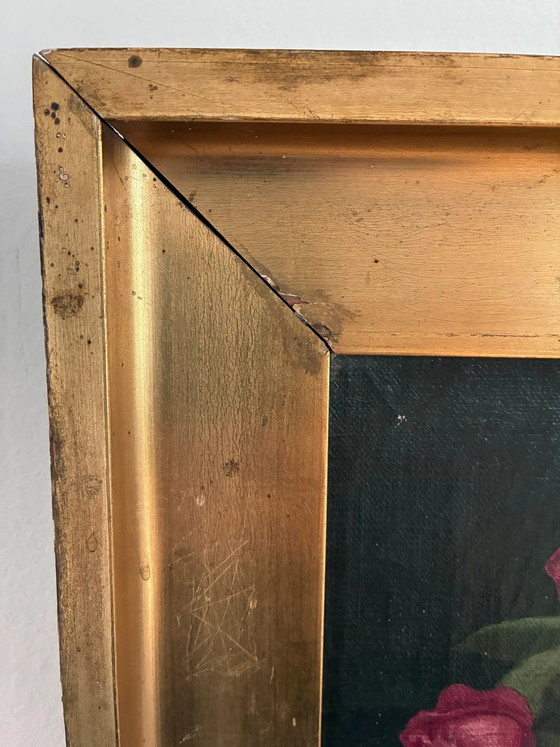 Vintage original floral rose still life oil painting – Paintings & Drawings, Wood, Canvas (photo 10 of 15)