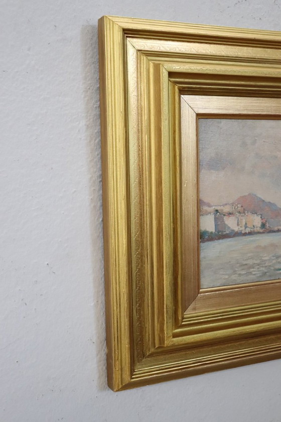 Image 1 of View of the Gulf of Naples, Oil Painting on Board, Italy Early 20th Century, Signed