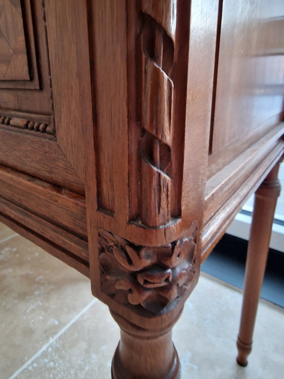 Image 1 of Antique French Louis XVI Bedside Cabinet with Marble Top – Circa 1900 Vintage