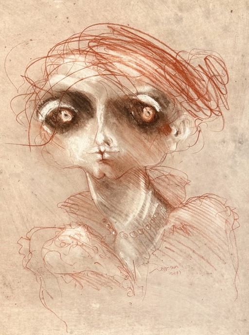 Robert Detheux - Dreamlike surrealist pastel portrait