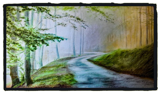 Image 1 of Original pastel landscape painting. Landscape drawing. Pastel landscape. New.
