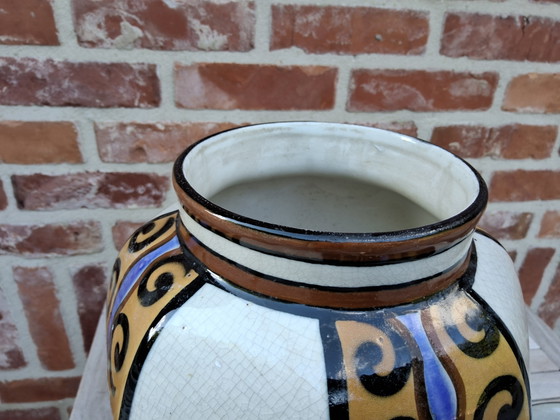 Antique Art Deco potiche or lidded vase by Auguste Mouzin & Cie from Wasmuel, 1920s – Ceramic (photo 11 of 11)