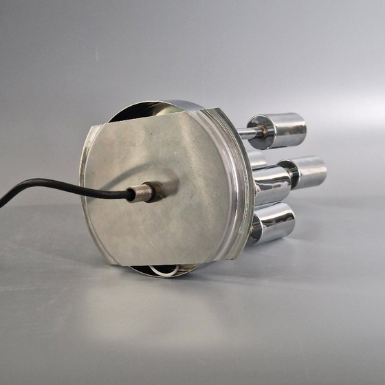 Image 1 of Vintage Space Age hanglamp, glas en verchroomd metaal, toegeschreven aan Doria Leuchten (jaren 60)