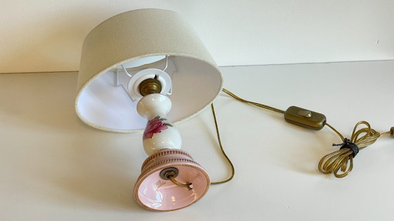 Image 1 of Ceramic Lamp, Italy, Roses and Gold