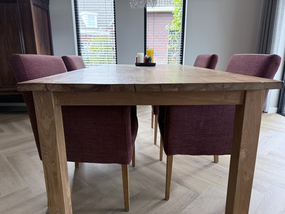 Image 1 of Solid wood dining table set with 4 chairs