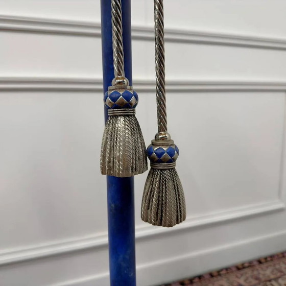 Italienische Pr. vergoldete Stehleuchte mit Seilen, Stehleuchten, Metall, Blau, Hollywood Regency (Foto 6 von 9)