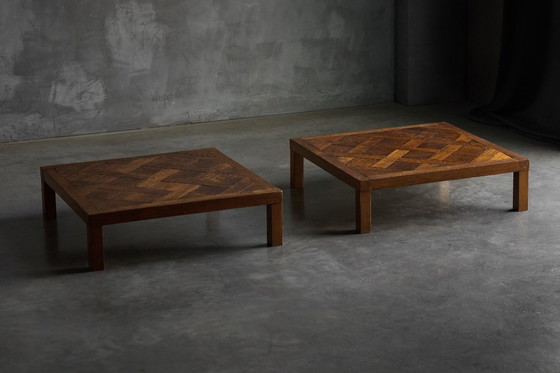 Image 1 of Brutalistischer Parkett Couchtisch, Frankreich, 1970er