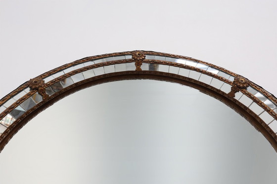 Image 1 of 20th Century Spanish trapezoidal Venetian mosaic Mirror with brass details 