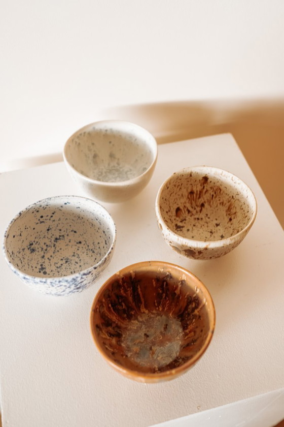 Image 1 of Unique handmade ceramic cappuccino mugs - set of 4