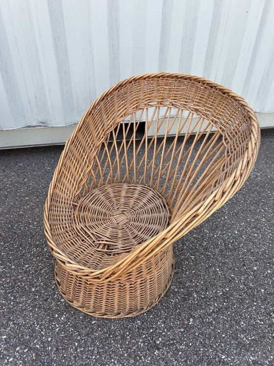 Image 1 of Wicker lounge set, 3 armchairs and a table, 1970s