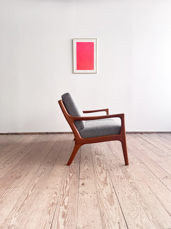 Image 1 of Mid Century Modernes dänisches Zweisitzer-Sofa aus Teakholz, 1950er Jahre