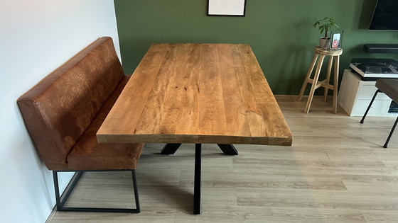 Image 1 of Mango wood dining table with steel legs