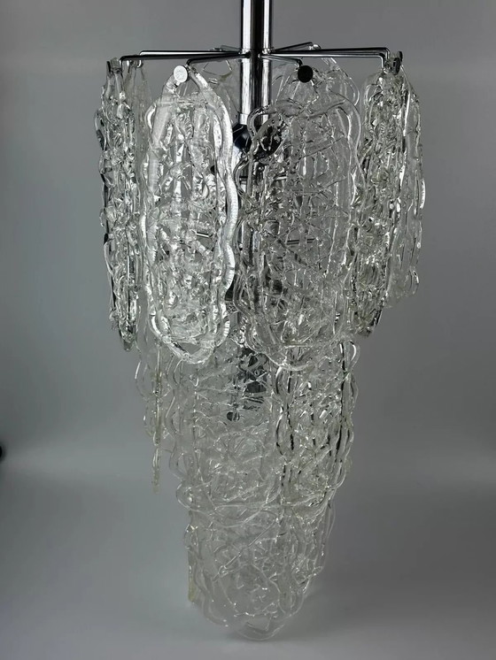 Image 1 of 60s 70s kroonluchter Kroonluchter "Ragnatela" Murano glas Space Age