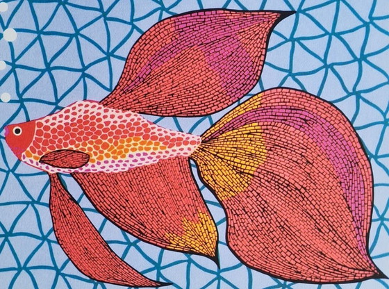 Image 1 of D'après Yayoi Kusama, Poisson rouge, Lithographie, années 1990