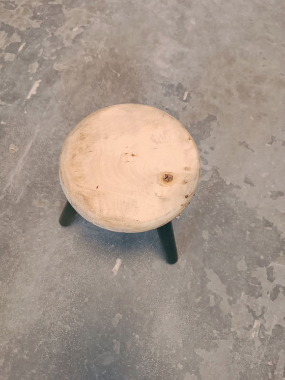 Tabouret trépied en bois rustique vintage, Marron (photo 7 sur 15)