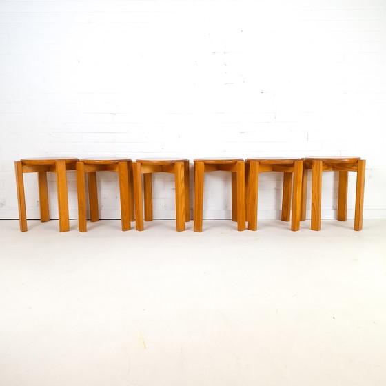 Image 1 of 6x vintage kruk grenenhout jaren 70 mid century modern