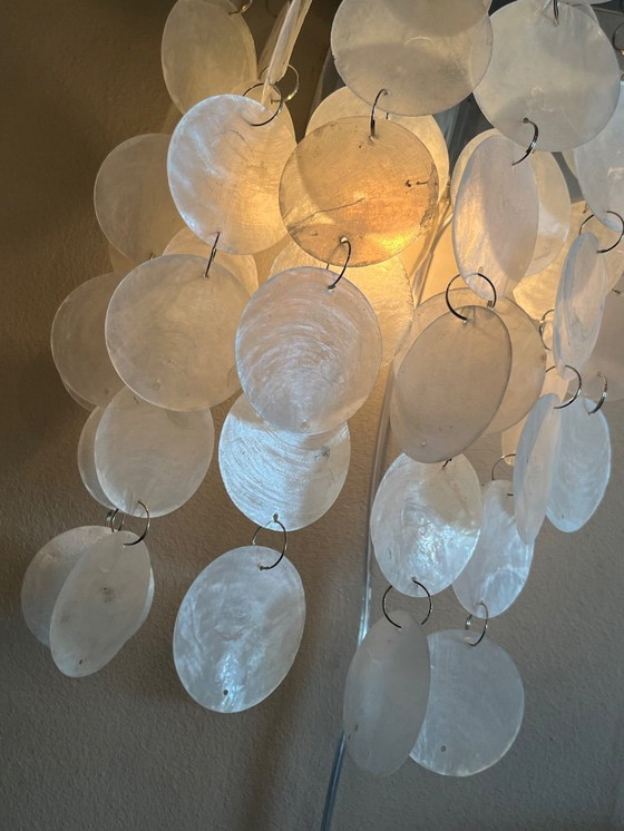 Image 1 of Set of 2 capiz shell Wall lamps pearl shell chrome frame