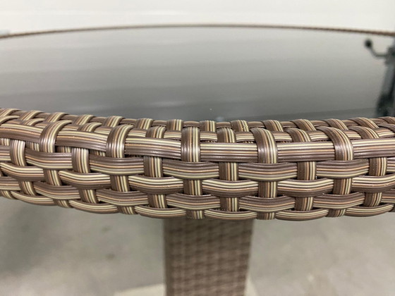 Image 1 of Rattan garden table set – 1 x square 80x80 cm + 1 x round – aluminum frame