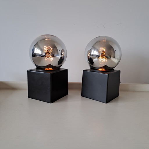 Set of vintage philips cube wall or table lamps