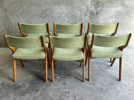 Image 1 of 6x eetkamerstoelen '50 - Nieuw gestoffeerd | Perriand stijl