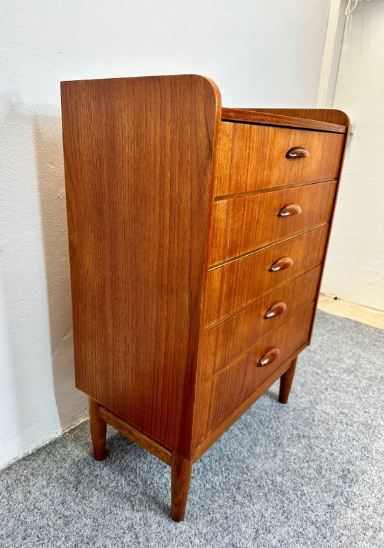 Cassettiera in teak Mid Century anni '50 '60 Design danese, Cassettiere, Legno, Marrone (foto 9 di 11)