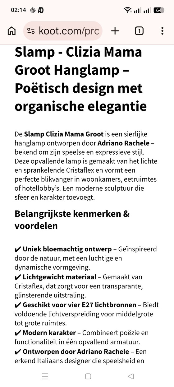 Image 1 of Clizia Slamp; pendant lamp model: large