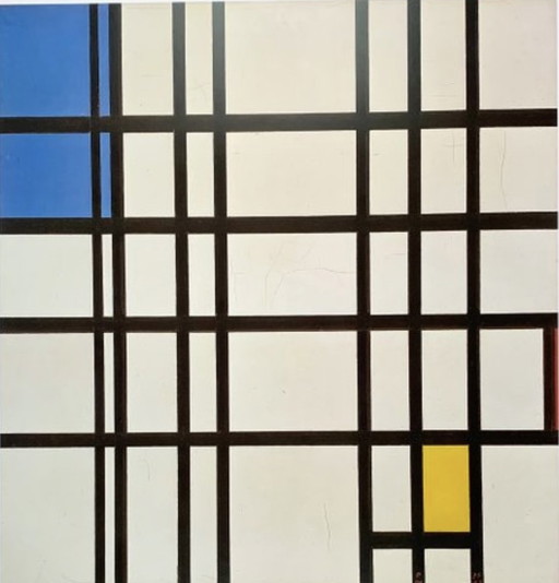 Piet Mondrian: "Rhythm Made From Black Lines, 1942". Signed in the Plate.